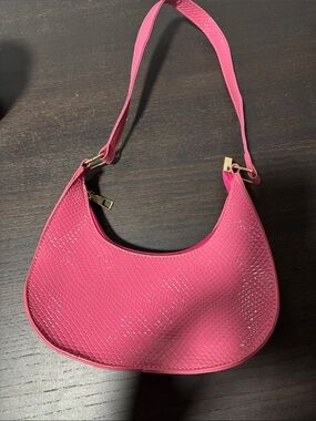 Pink Textured Shoulder Bag